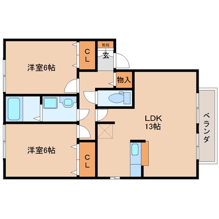 二上駅 徒歩4分 2階の物件間取画像